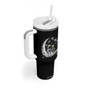 Funny Bookworm In Space Tumbler With Handle Cute Astronaut And Alien Reading TS12 Print Your Wear