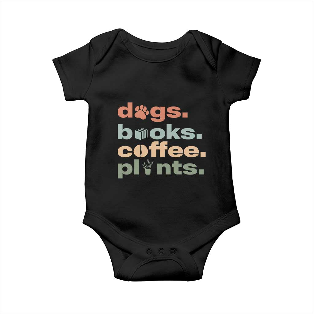 Funny Introvert Life Lover Baby Onesie Dogs Books Coffee And Plants TS12 Black Print Your Wear