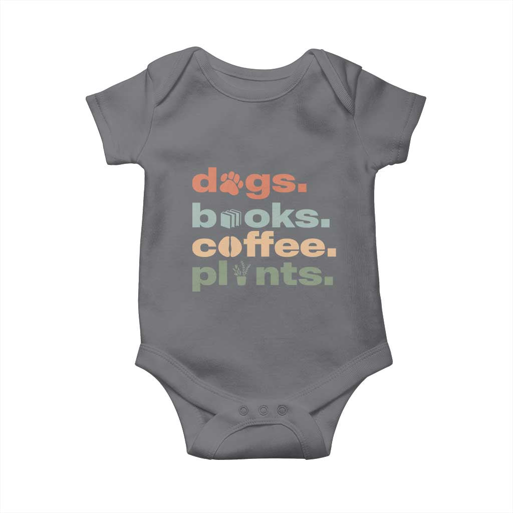 Funny Introvert Life Lover Baby Onesie Dogs Books Coffee And Plants TS12 Charcoal Print Your Wear