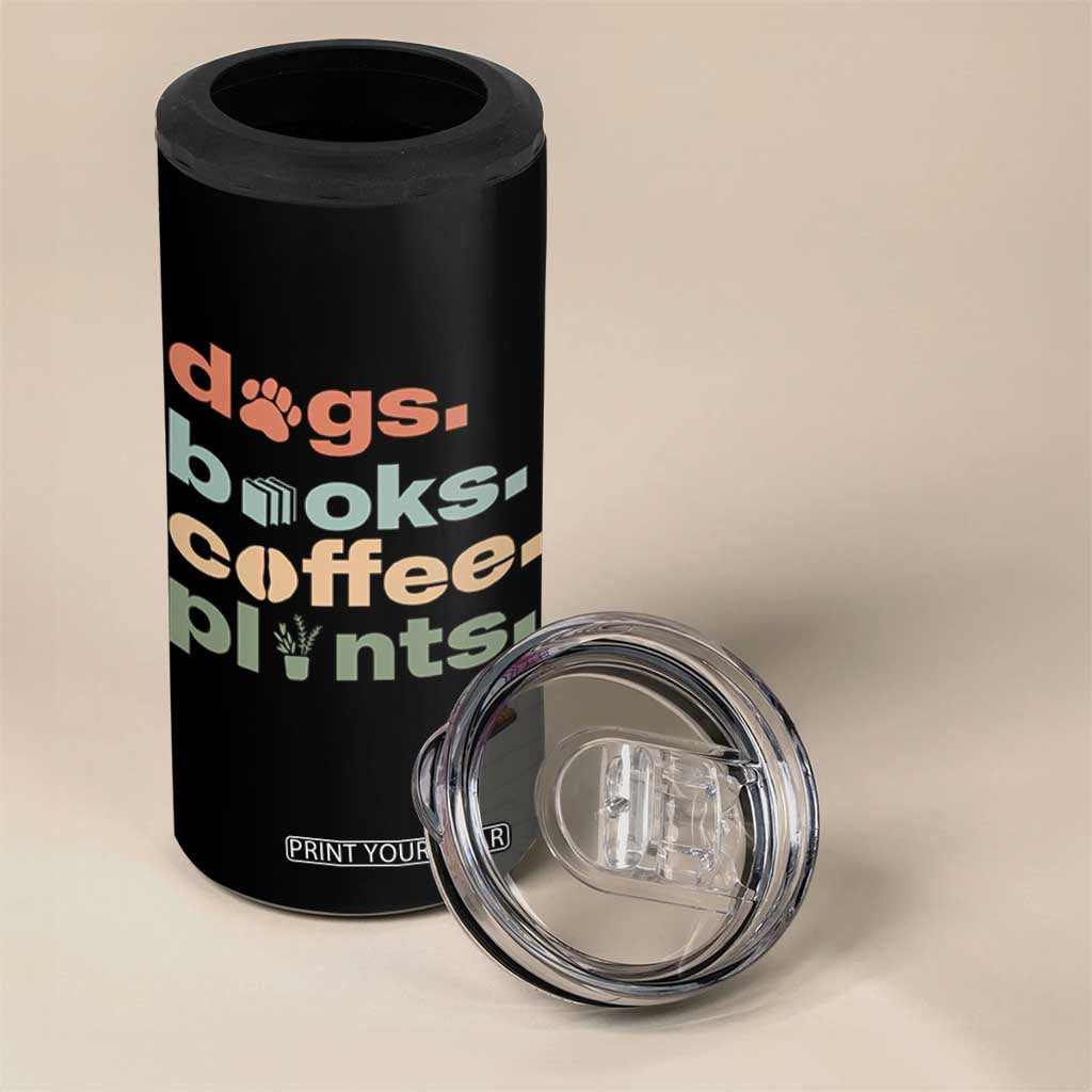 Funny Introvert Life Lover 4 in 1 Can Cooler Tumbler Dogs Books Coffee And Plants TS12 Print Your Wear