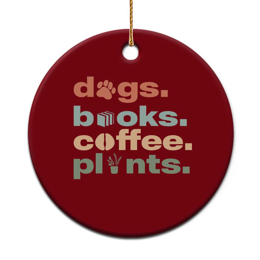 Funny Introvert Life Lover Ceramic Ornament Dogs Books Coffee And Plants TS12 1pc Red Print Your Wear