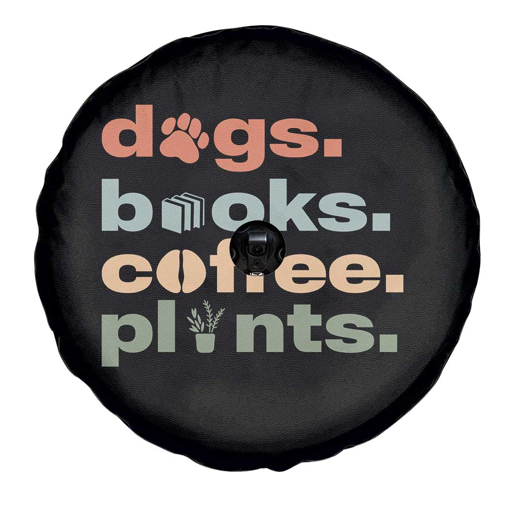 Funny Introvert Life Lover Spare Tire Cover Dogs Books Coffee And Plants TS12 Print Your Wear