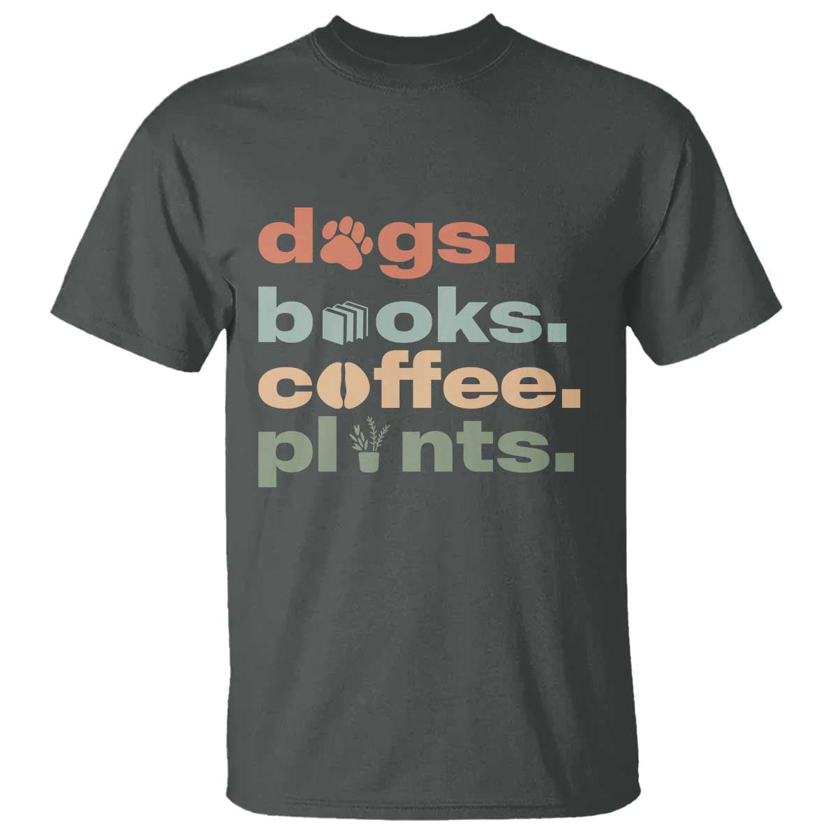 Funny Introvert Life Lover T Shirt Dogs Books Coffee And Plants TS12 Dark Heather Print Your Wear