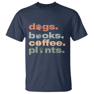 Funny Introvert Life Lover T Shirt Dogs Books Coffee And Plants TS12 Navy Print Your Wear