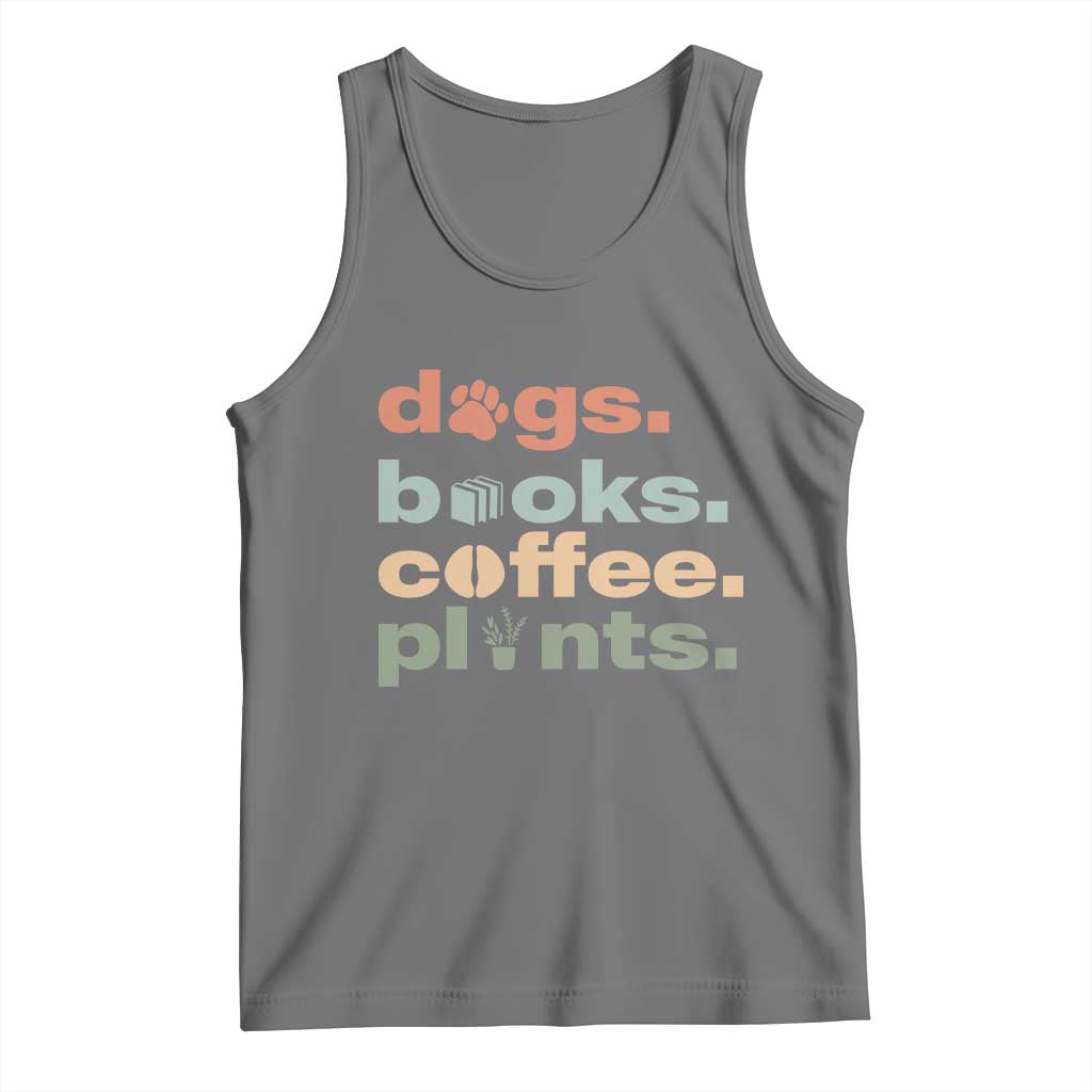 Funny Introvert Life Lover Tank Top Dogs Books Coffee And Plants TS12 Black Heather Print Your Wear