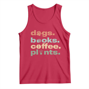 Funny Introvert Life Lover Tank Top Dogs Books Coffee And Plants TS12 Red Print Your Wear