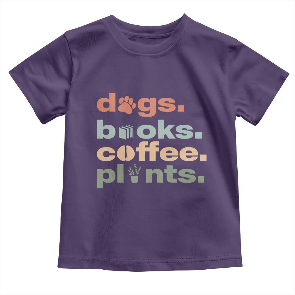 Funny Introvert Life Lover Toddler T Shirt Dogs Books Coffee And Plants TS12 Purple Print Your Wear