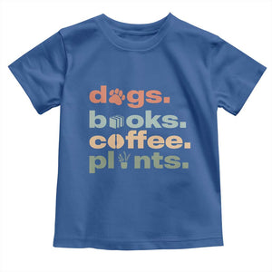 Funny Introvert Life Lover Toddler T Shirt Dogs Books Coffee And Plants TS12 Royal Blue Print Your Wear