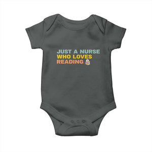 Just A Nurse Who Loves Reading Baby Onesie Bookish Nurse Gift TS12 Dark Heather Print Your Wear