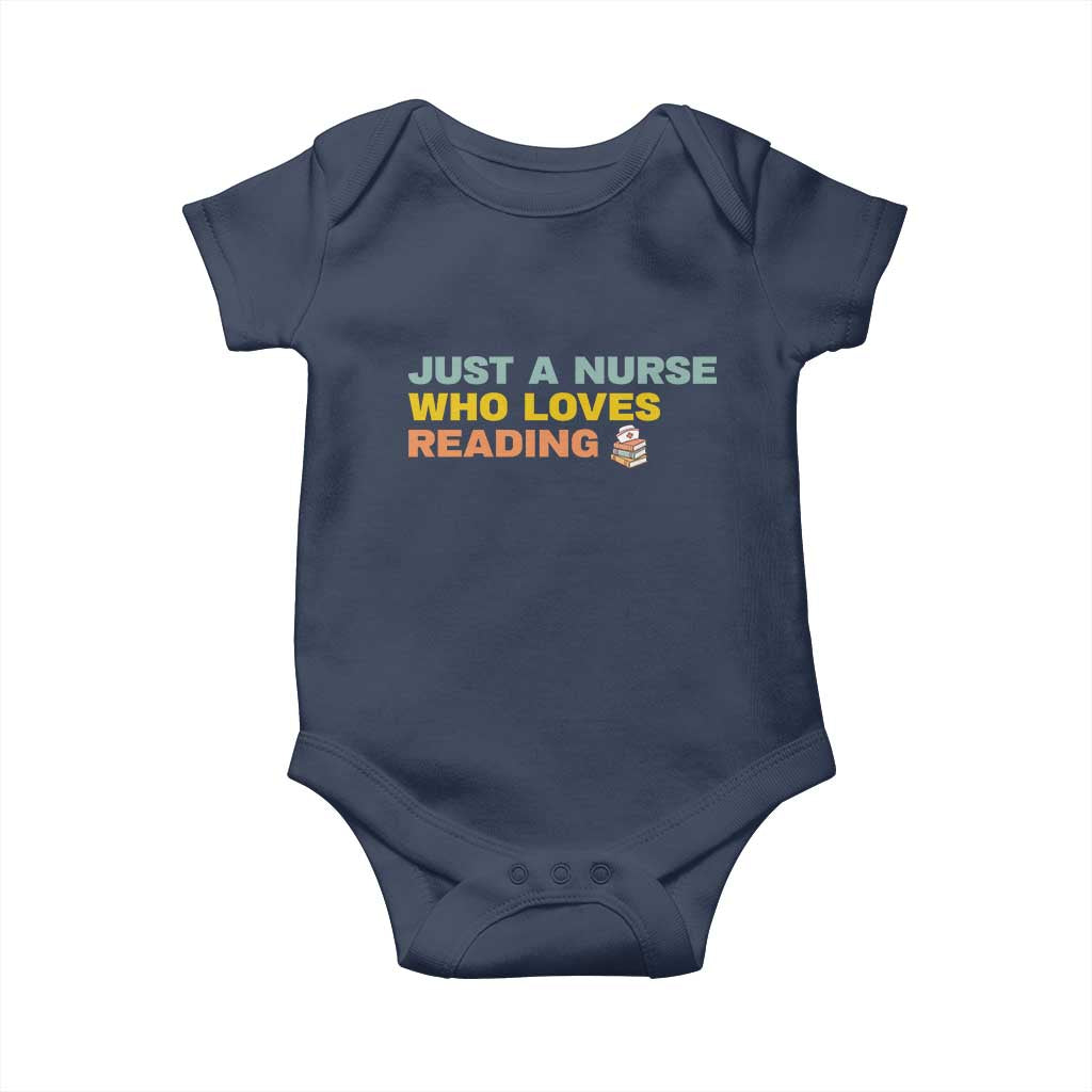Just A Nurse Who Loves Reading Baby Onesie Bookish Nurse Gift TS12 Navy Print Your Wear