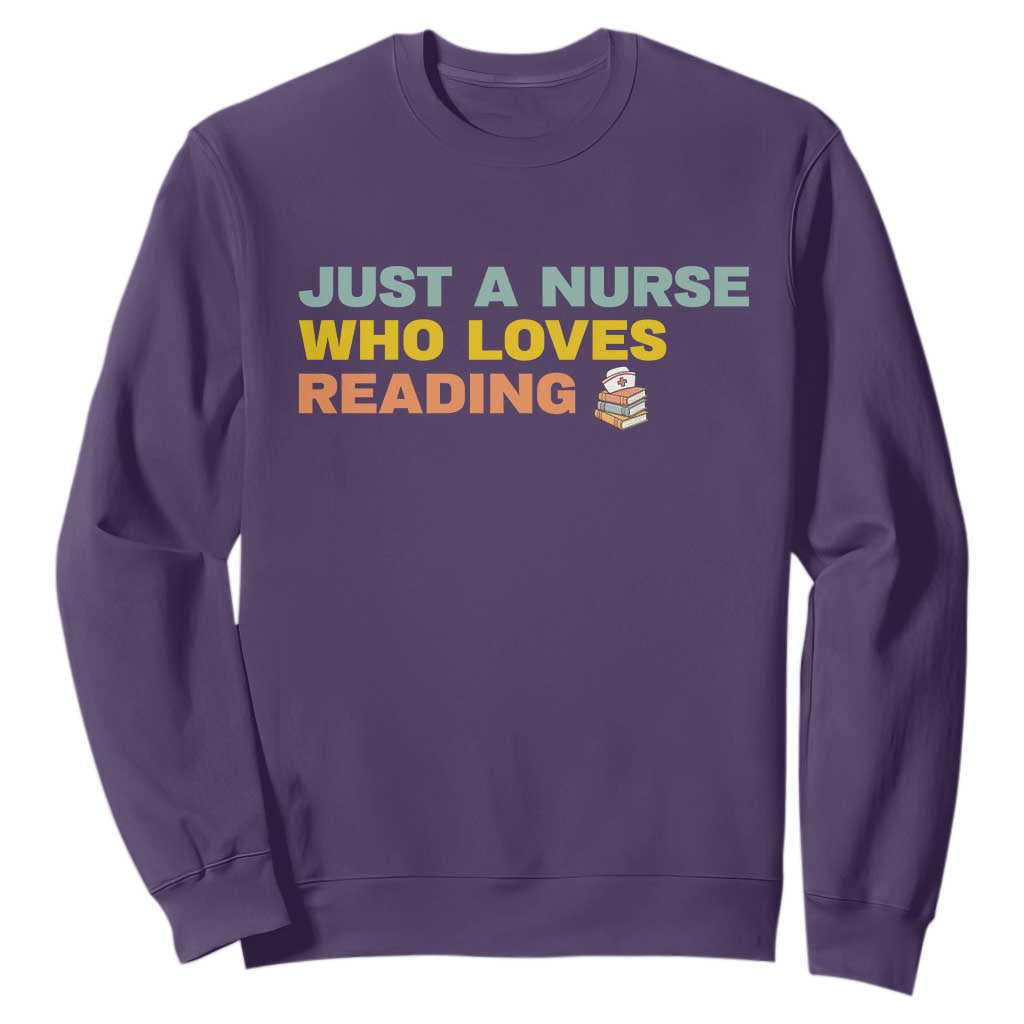 Just A Nurse Who Loves Reading Sweatshirt Bookish Nurse Gift TS12 Purple Print Your Wear