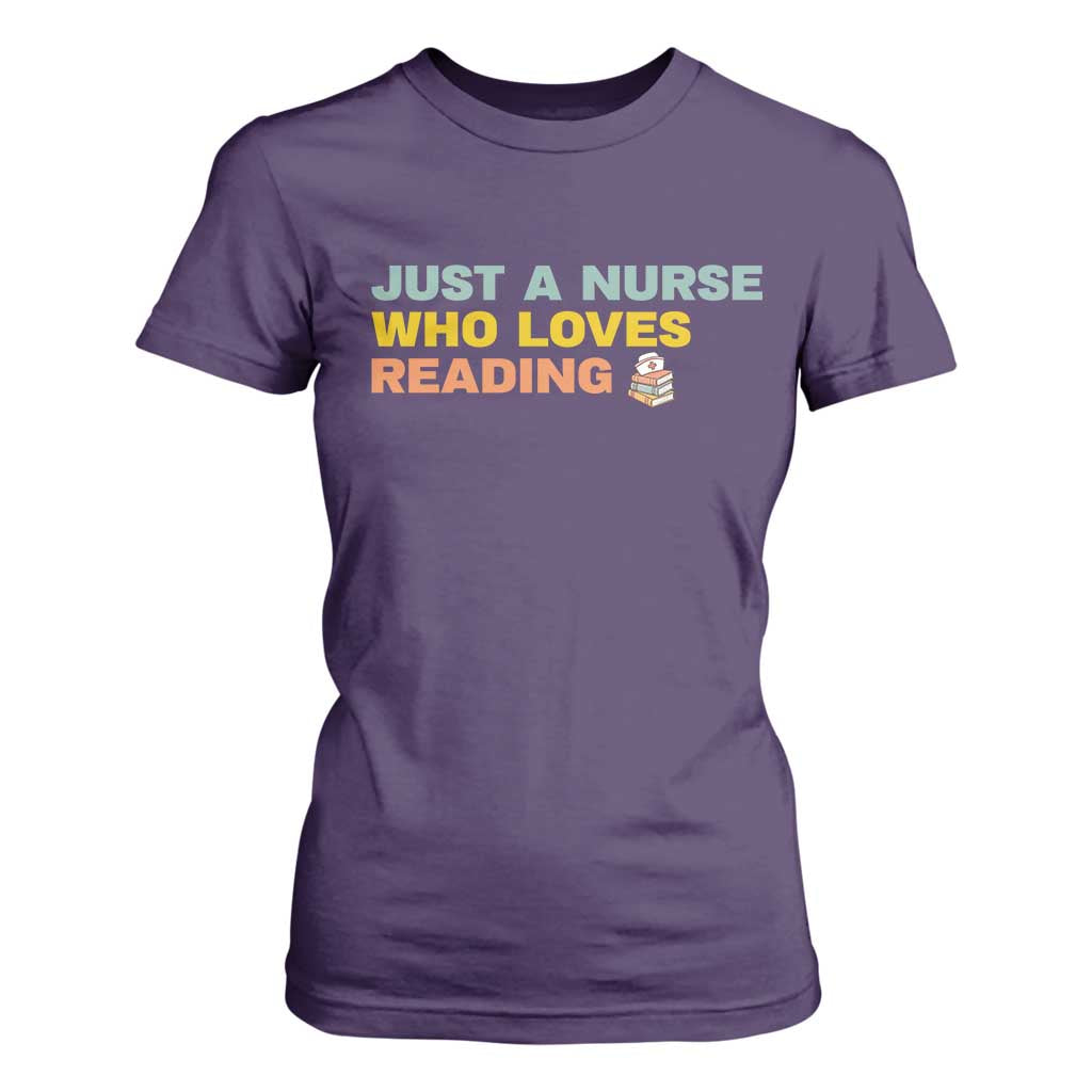 Just A Nurse Who Loves Reading T Shirt For Women Bookish Nurse Gift TS12 Purple Print Your Wear
