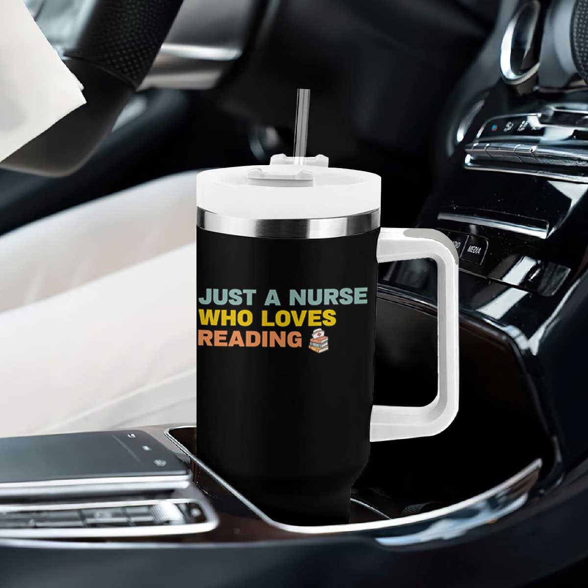 Just A Nurse Who Loves Reading Tumbler With Handle Bookish Nurse Gift TS12 Print Your Wear