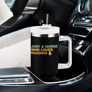 Just A Nurse Who Loves Reading Tumbler With Handle Bookish Nurse Gift TS12 Print Your Wear