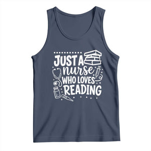 Just A Nurse Who Loves Reading Tank Top Funny Medical Bookworm Gift TS12 Navy Print Your Wear