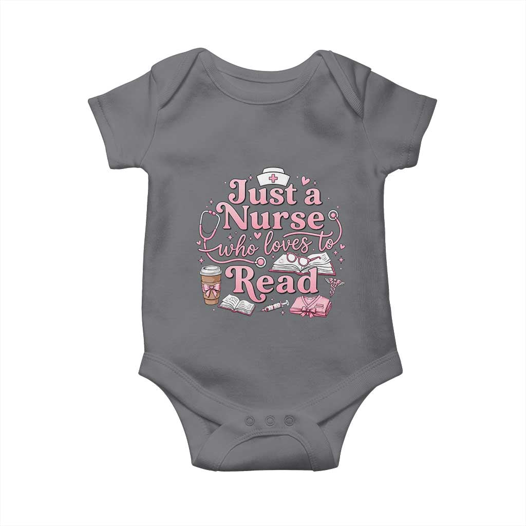 Just A Nurse Who Loves Reading Baby Onesie Book Lover Nurse TS12 Charcoal Print Your Wear