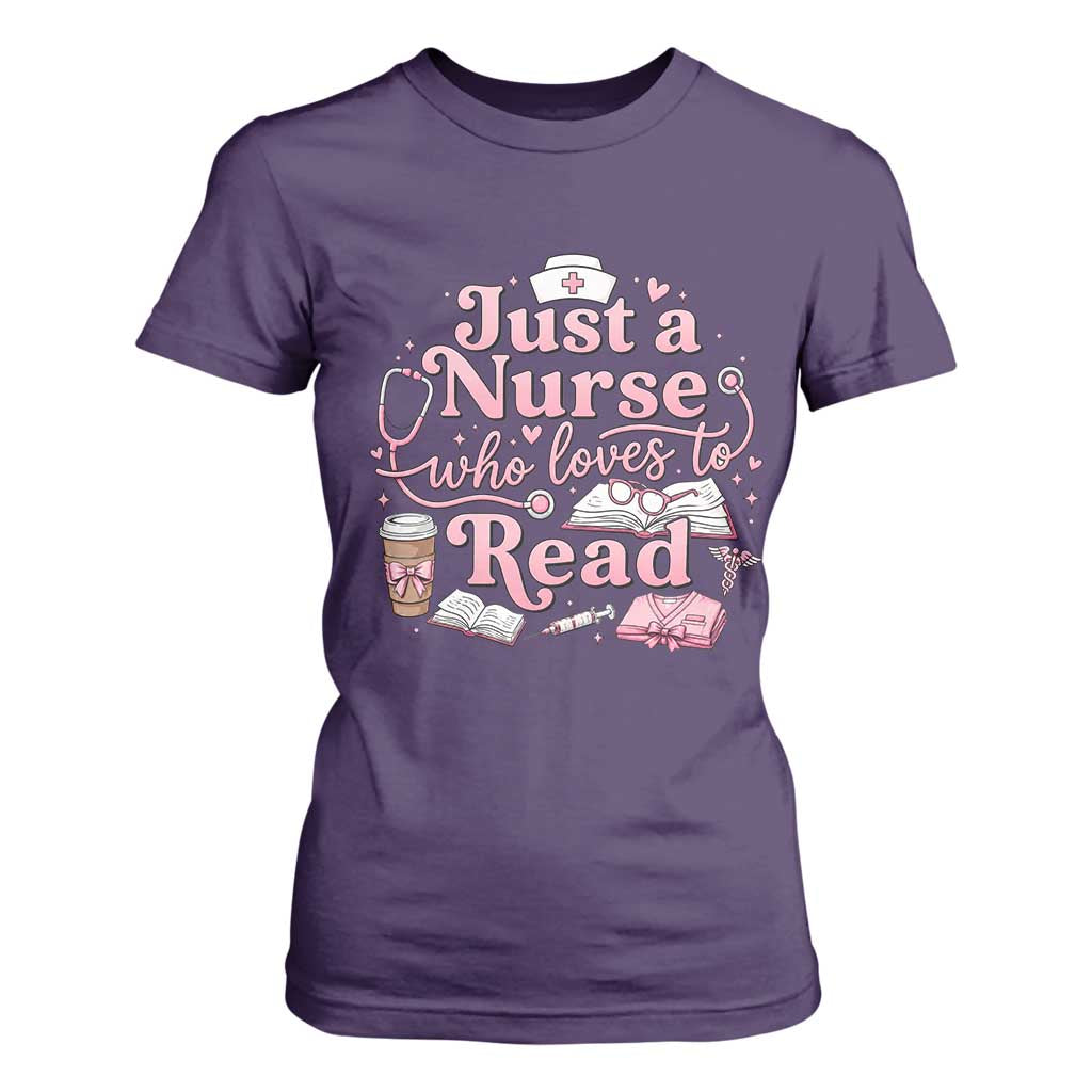 Just A Nurse Who Loves Reading T Shirt For Women Book Lover Nurse TS12 Purple Print Your Wear