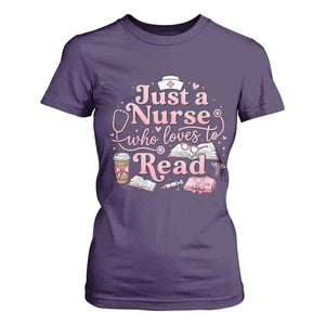 Just A Nurse Who Loves Reading T Shirt For Women Book Lover Nurse TS12 Purple Print Your Wear