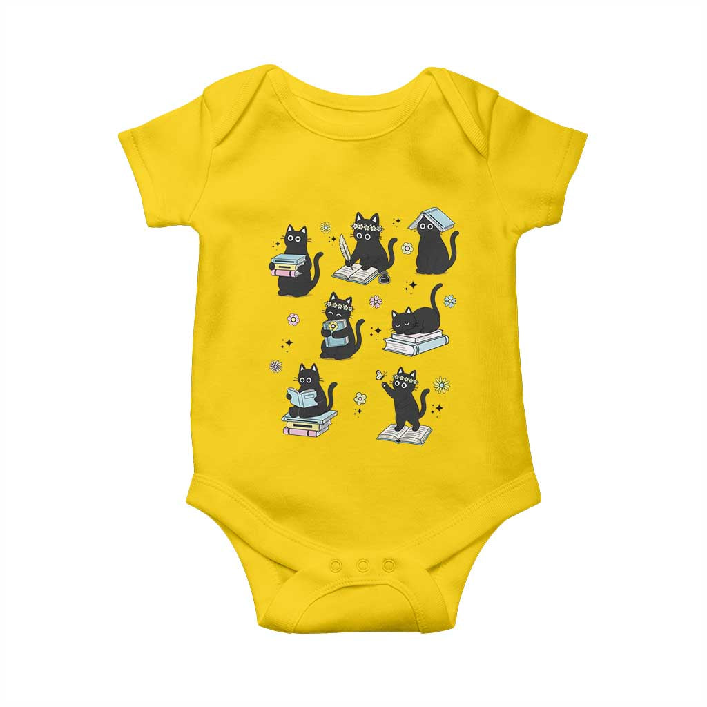 Bookish Black Cat Baby Onesie Funny Librarian Cat Lover Gift TS12 Daisy Print Your Wear