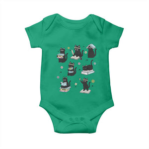 Bookish Black Cat Baby Onesie Funny Librarian Cat Lover Gift TS12 Irish Green Print Your Wear