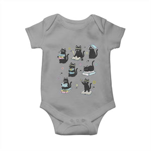 Bookish Black Cat Baby Onesie Funny Librarian Cat Lover Gift TS12 Sport Gray Print Your Wear