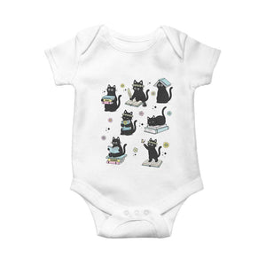 Bookish Black Cat Baby Onesie Funny Librarian Cat Lover Gift TS12 White Print Your Wear