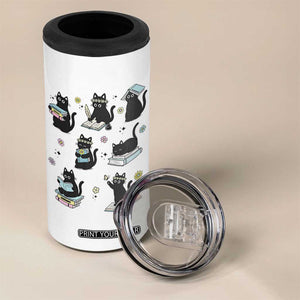 Bookish Black Cat 4 in 1 Can Cooler Tumbler Funny Librarian Cat Lover Gift TS12 Print Your Wear