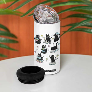 Bookish Black Cat 4 in 1 Can Cooler Tumbler Funny Librarian Cat Lover Gift TS12 Print Your Wear
