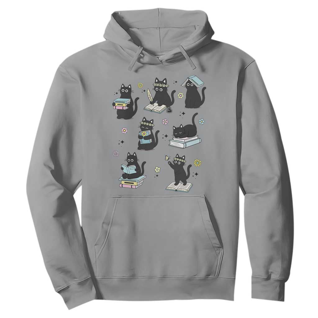 Bookish Black Cat Hoodie Funny Librarian Cat Lover Gift TS12 Sport Gray Print Your Wear