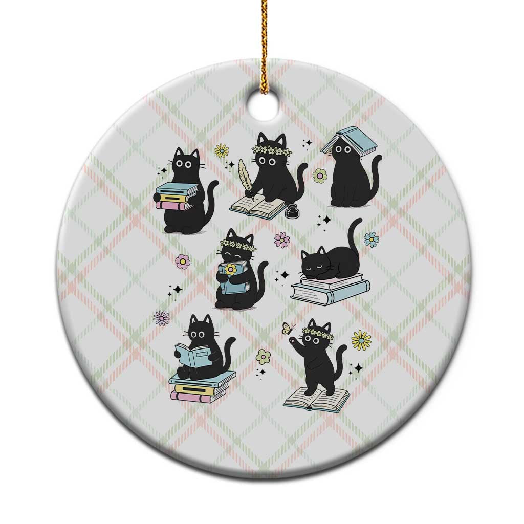 Bookish Black Cat Ceramic Ornament Funny Librarian Cat Lover Gift TS12 1pc Christmas Plaid Print Your Wear