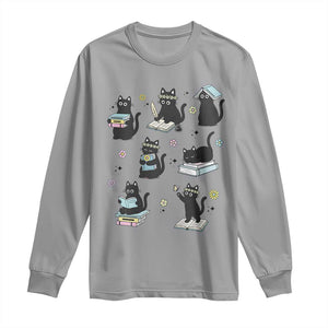 Bookish Black Cat Long Sleeve Shirt Funny Librarian Cat Lover Gift TS12 Sport Gray Print Your Wear