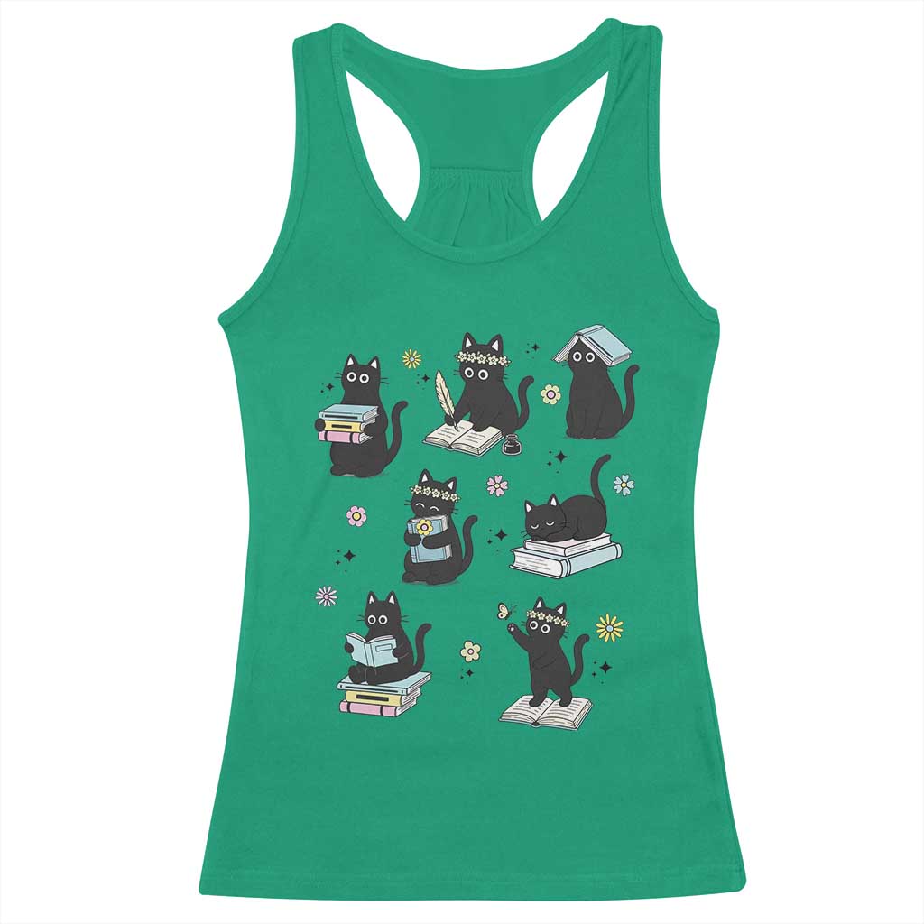 Bookish Black Cat Racerback Tank Top Funny Librarian Cat Lover Gift TS12 Irish Green Print Your Wear