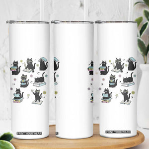 Bookish Black Cat Skinny Tumbler Funny Librarian Cat Lover Gift TS12 Print Your Wear