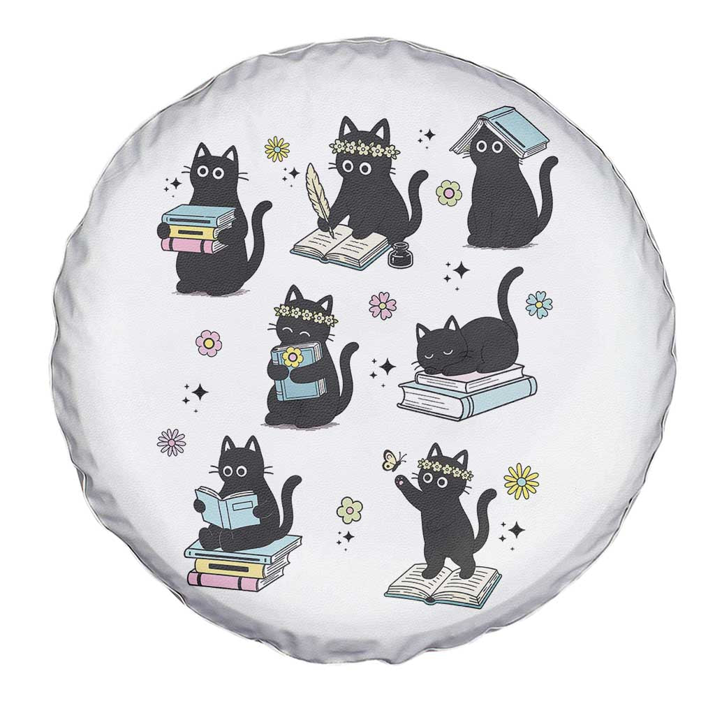Bookish Black Cat Spare Tire Cover Funny Librarian Cat Lover Gift TS12 Print Your Wear