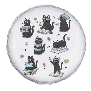 Bookish Black Cat Spare Tire Cover Funny Librarian Cat Lover Gift TS12 Print Your Wear