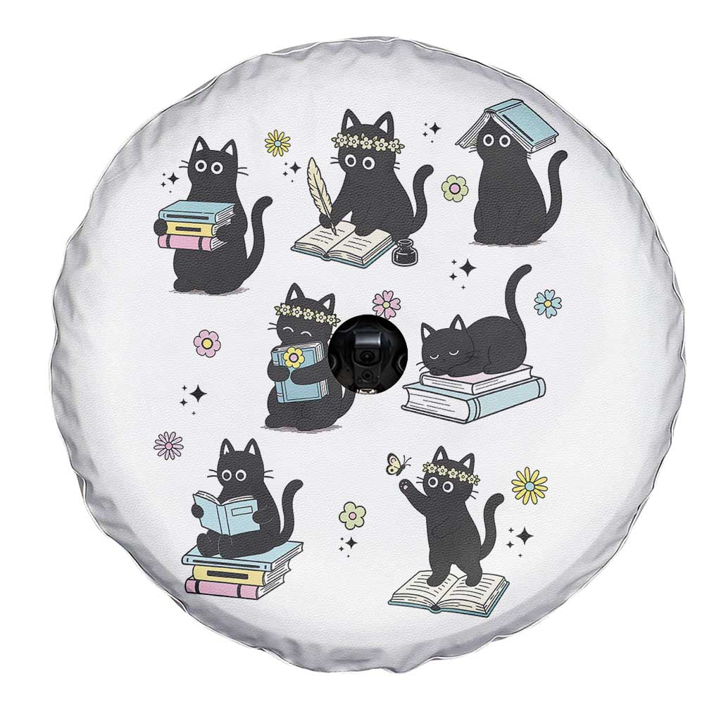 Bookish Black Cat Spare Tire Cover Funny Librarian Cat Lover Gift TS12 Print Your Wear
