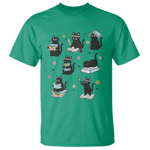 Bookish Black Cat T Shirt Funny Librarian Cat Lover Gift TS12 Irish Green Print Your Wear