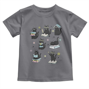 Bookish Black Cat Toddler T Shirt Funny Librarian Cat Lover Gift TS12 Charcoal Print Your Wear