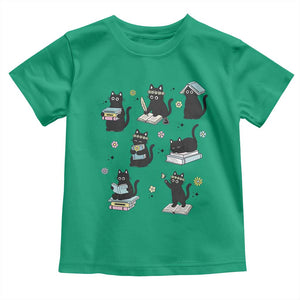 Bookish Black Cat Toddler T Shirt Funny Librarian Cat Lover Gift TS12 Irish Green Print Your Wear