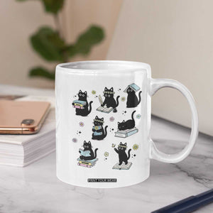 Bookish Black Cat Coffee Mug Funny Librarian Cat Lover Gift TS12 Print Your Wear