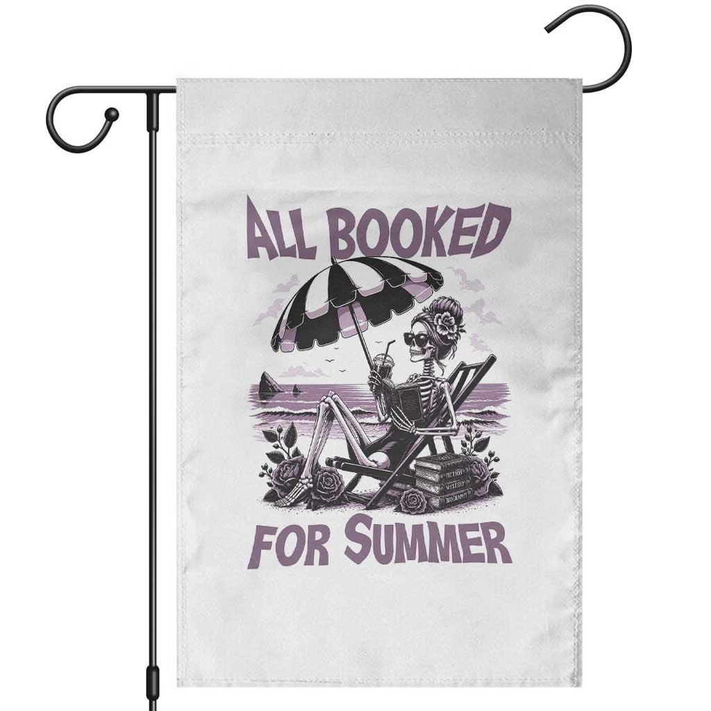 Funny Skeleton Reading At The Beach Garden Flag All Booked For Summer TS12 White Print Your Wear