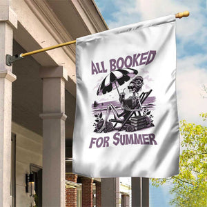 Funny Skeleton Reading At The Beach Garden Flag All Booked For Summer TS12 Print Your Wear