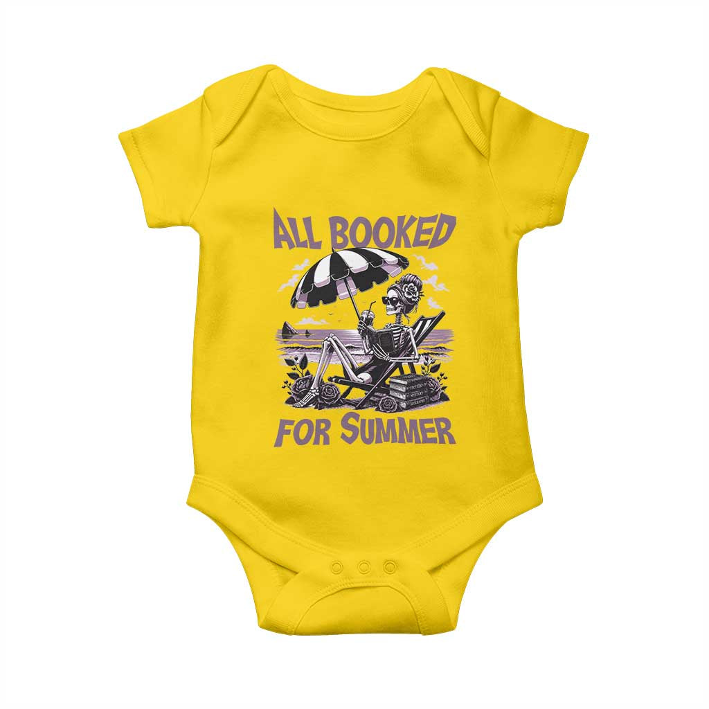 Funny Skeleton Reading At The Beach Baby Onesie All Booked For Summer TS12 Daisy Print Your Wear