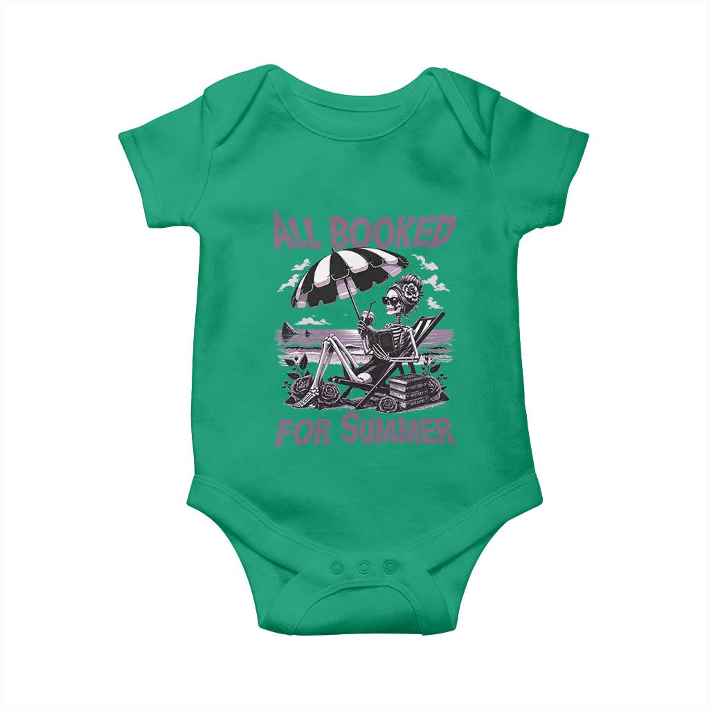 Funny Skeleton Reading At The Beach Baby Onesie All Booked For Summer TS12 Irish Green Print Your Wear