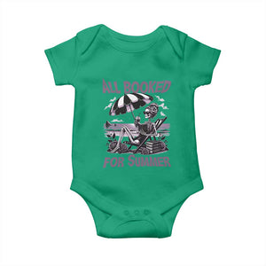 Funny Skeleton Reading At The Beach Baby Onesie All Booked For Summer TS12 Irish Green Print Your Wear
