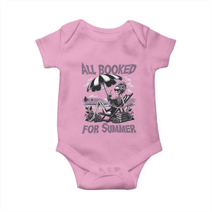 Funny Skeleton Reading At The Beach Baby Onesie All Booked For Summer TS12 Light Pink Print Your Wear