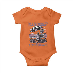 Funny Skeleton Reading At The Beach Baby Onesie All Booked For Summer TS12 Orange Print Your Wear