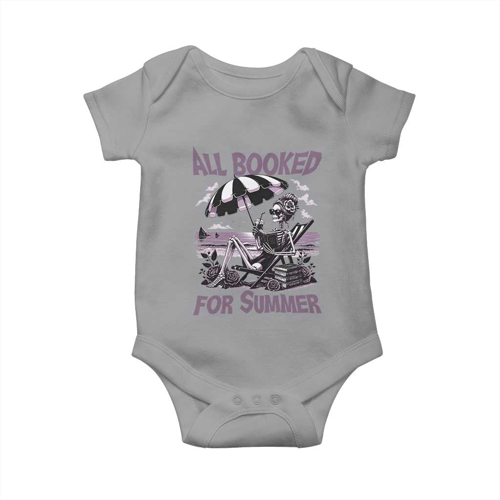 Funny Skeleton Reading At The Beach Baby Onesie All Booked For Summer TS12 Sport Gray Print Your Wear
