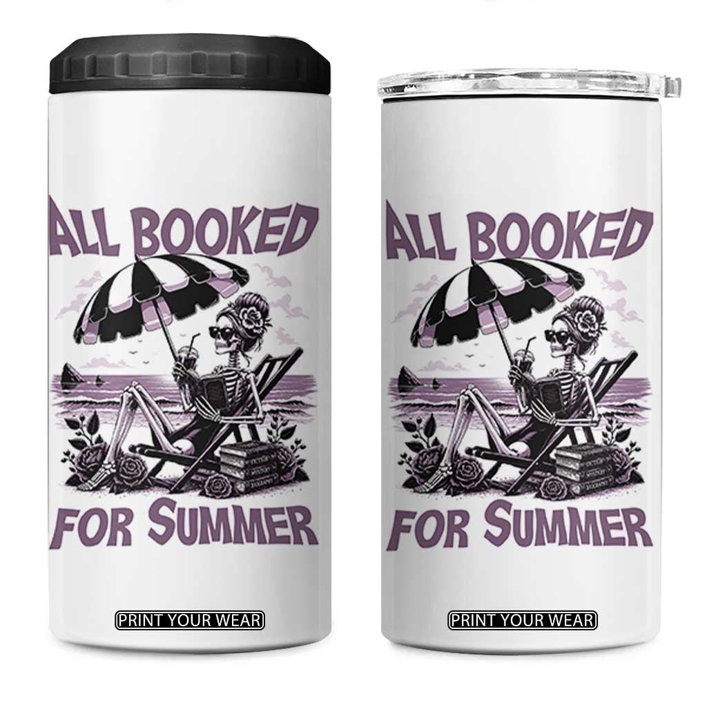 Funny Skeleton Reading At The Beach 4 in 1 Can Cooler Tumbler All Booked For Summer TS12 One Size: 16 oz White Print Your Wear