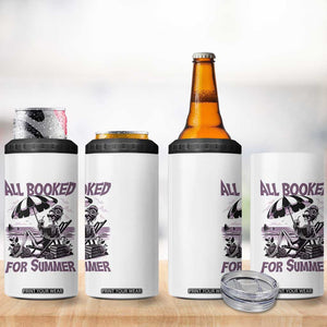 Funny Skeleton Reading At The Beach 4 in 1 Can Cooler Tumbler All Booked For Summer TS12 Print Your Wear